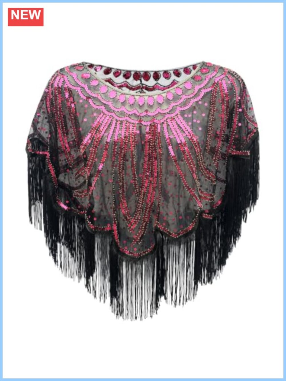1920s Sequin Embroidered Shawl Flapper Wrap Gatsby Party Cape One Size